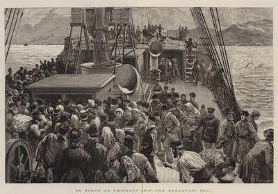 A bordo de un barco de emigrantes, la campana del desayuno de Charles J. Staniland